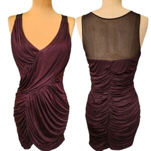 MARIA BIANCA NERO Aubergine Ruched Mini Dress